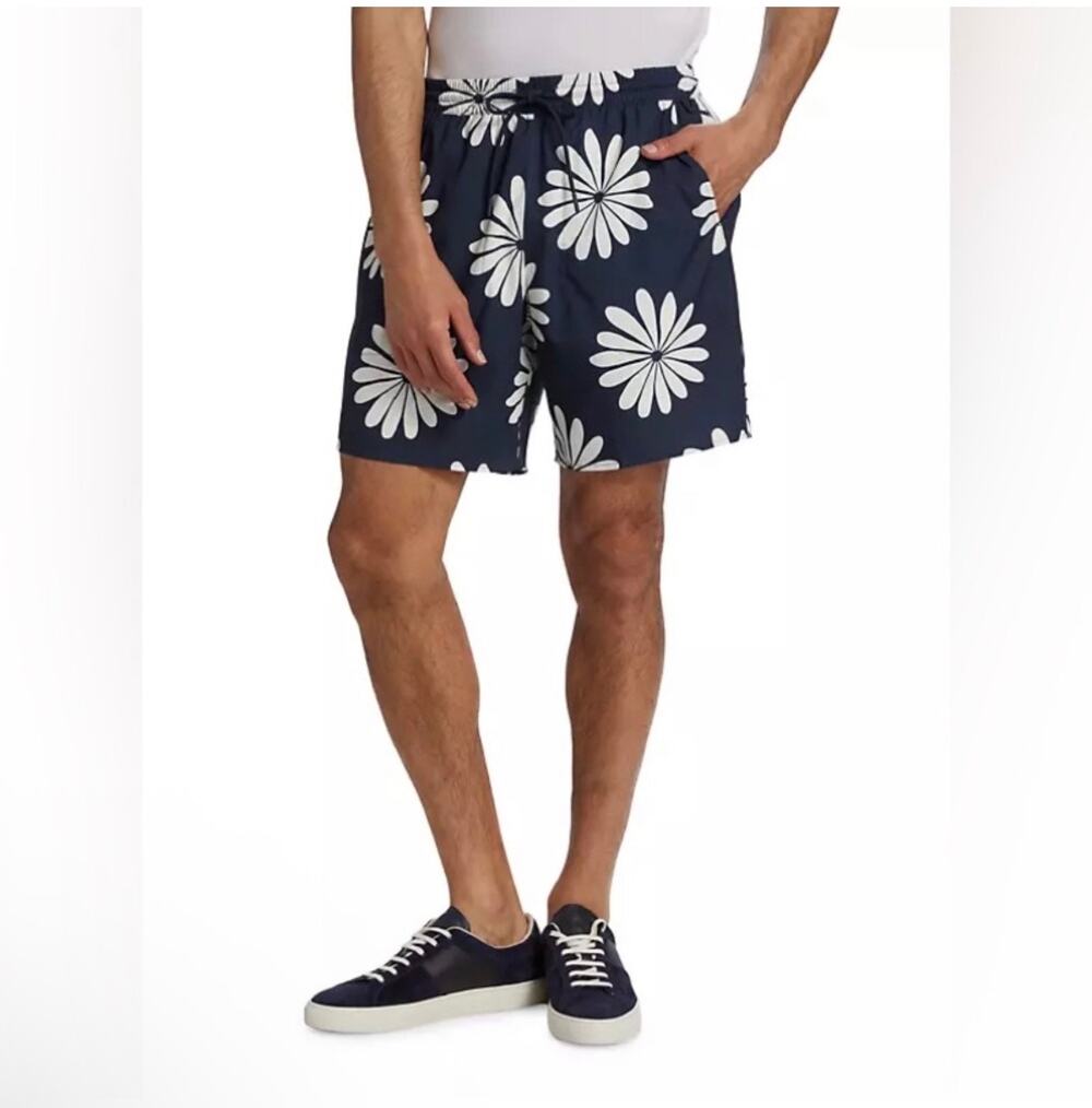 Outdoor Voices Shorts Mens Medium Blue SolarCool 7" Beach Navy Floral Vacation